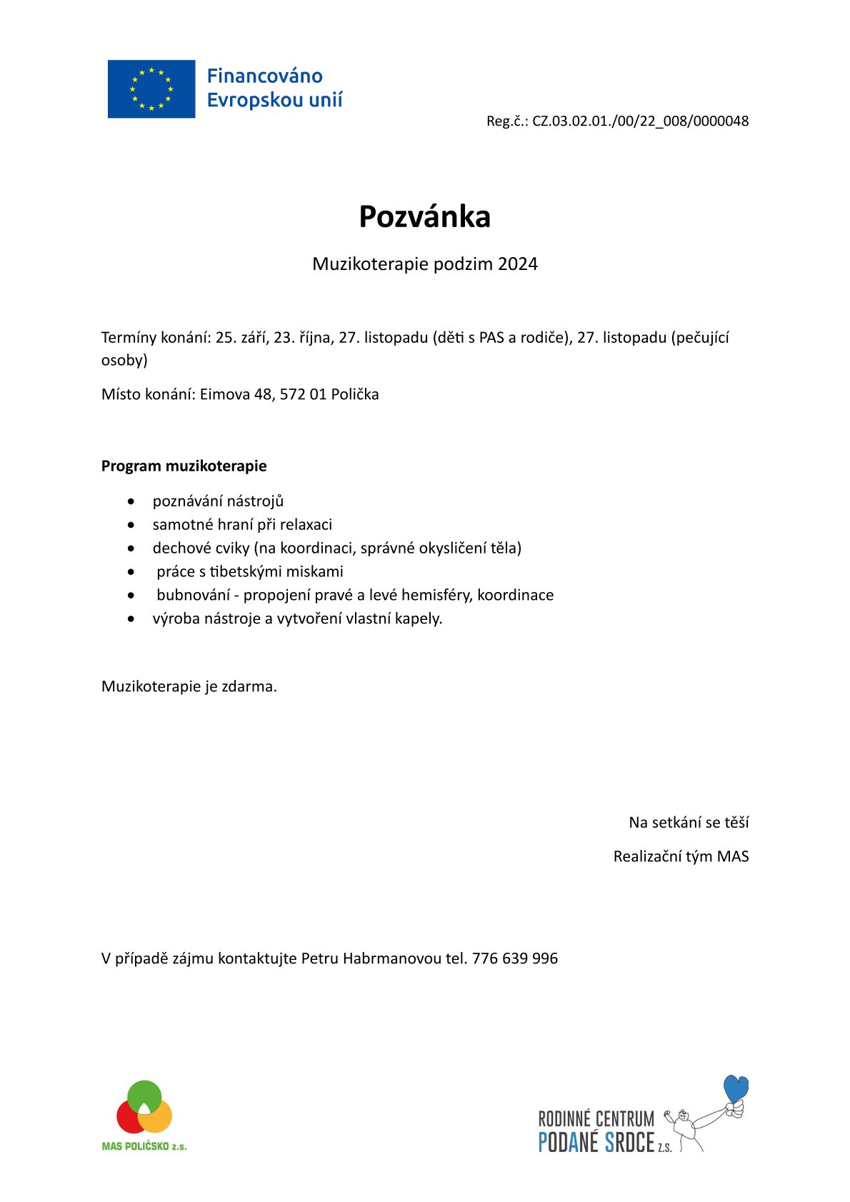 Pozvanka muzikoterapie